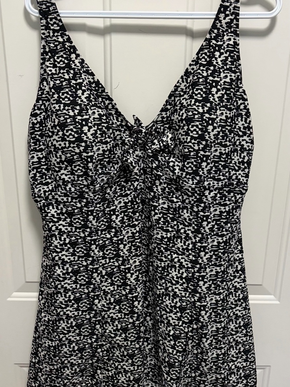 Black & White Printed One-Piece Swimdress - Classic Coverage